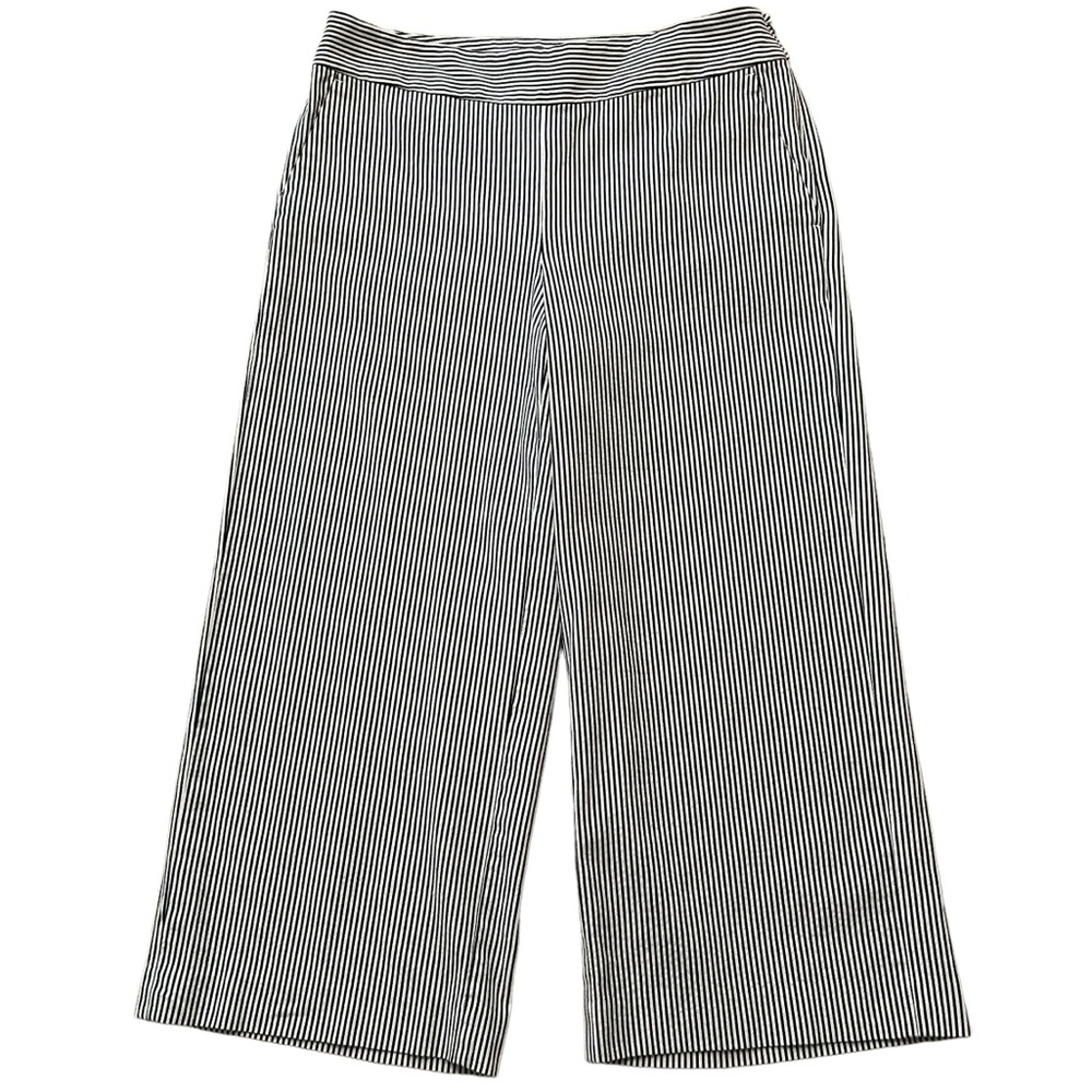 Loft Blue/White Pinstripe Wide Leg Cropped Pant 6